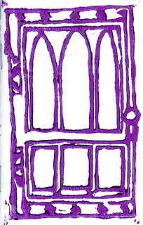 Image of Abstract Door #1 cover; door based on Swift Hall at University of Chicago.
